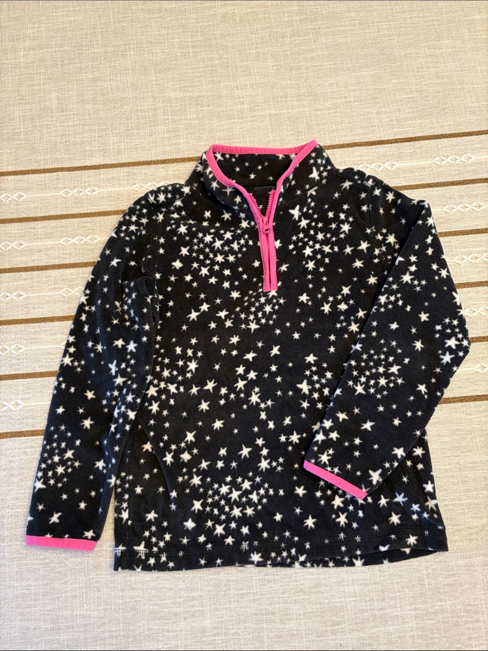 OshKosh B'gosh Black Star-Print Fleece Pullover with Pink Trim